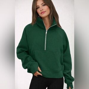 Women's Green Half-Zip Pullover